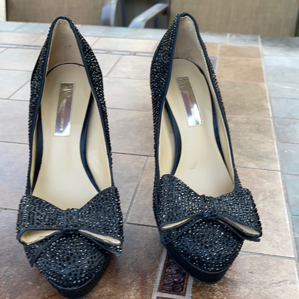 INC International Concepts Platform Heels with Small Shiny Rhinestones